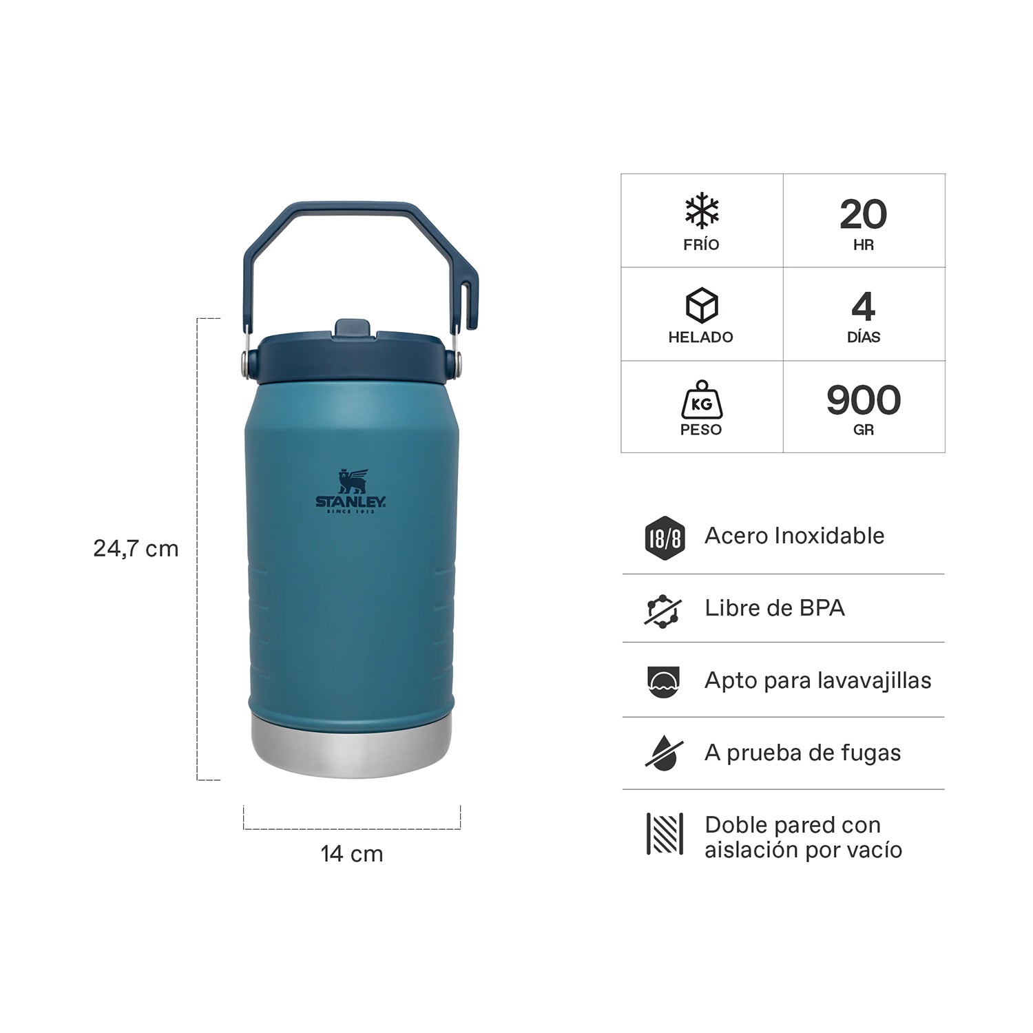 Botellón Hidratación con bombilla Azul | 1,9 lt