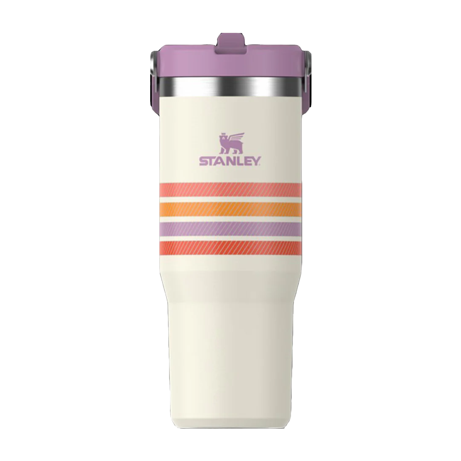 Botella Térmica Stanley Flip Straw Cream Lilac Stripe | 887 ml