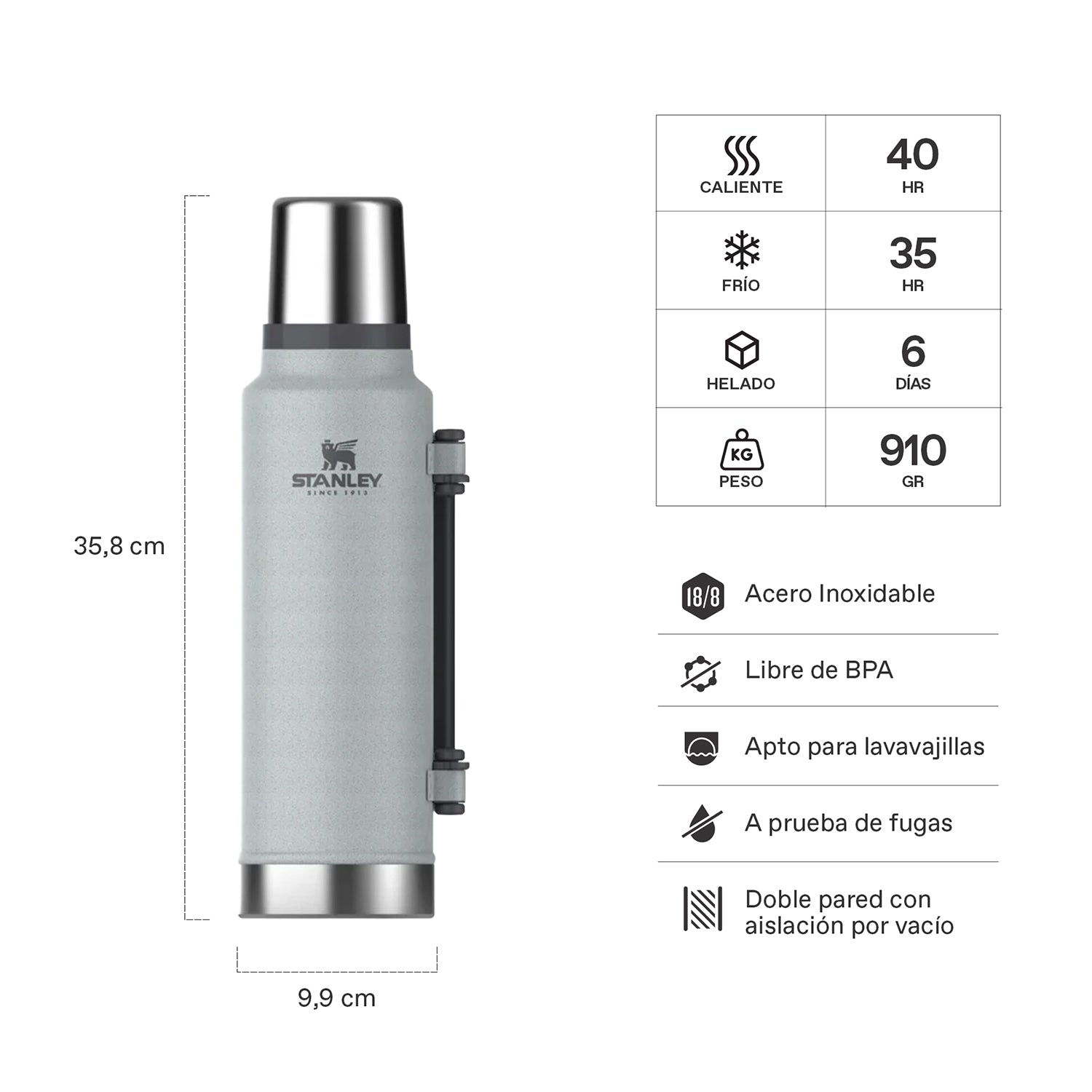 Termo Stanley Classic Silver | 1.4 lt