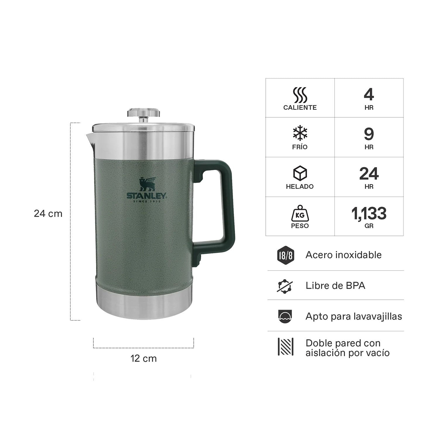 Cafetera french press Classic Verde | 1.4 Lt
