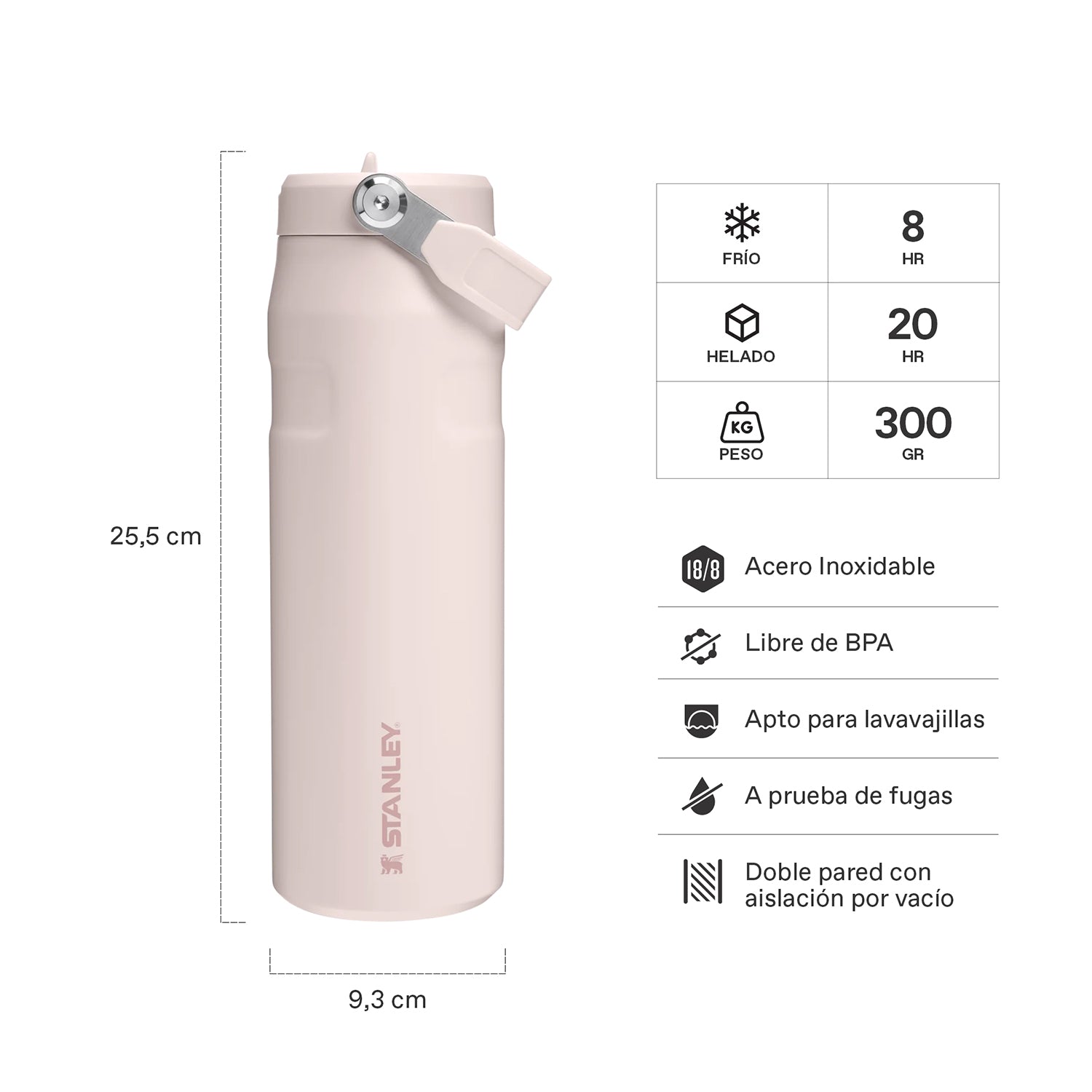 Botella Térmica Stanley Flip Straw Aerolight Rosa Palo | 710 ml