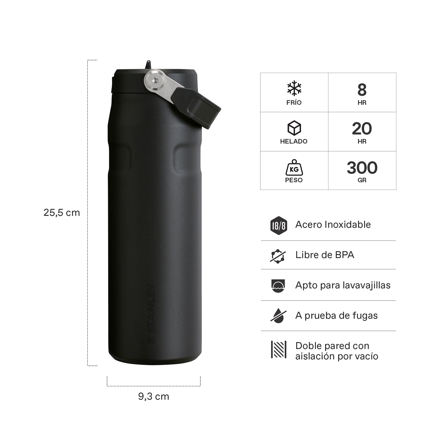 Botella Térmica Stanley Flip Straw Aerolight Black 2.0 | 710 ml