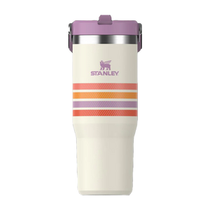 Botella Térmica Stanley Flip Straw Cream Lilac Stripe | 887 ml