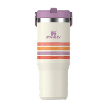 Botella Térmica Stanley Flip Straw Cream Lilac Stripe | 887 ml