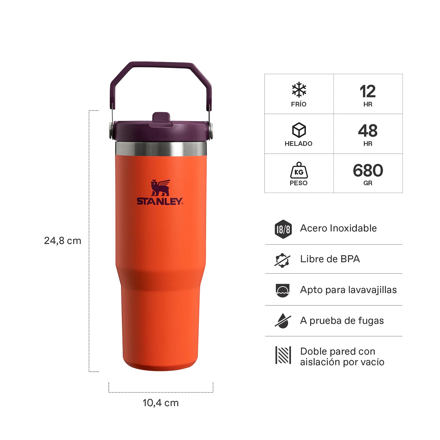 Botella Térmica Stanley Flip Straw Tigerlily Plum | 887 ml