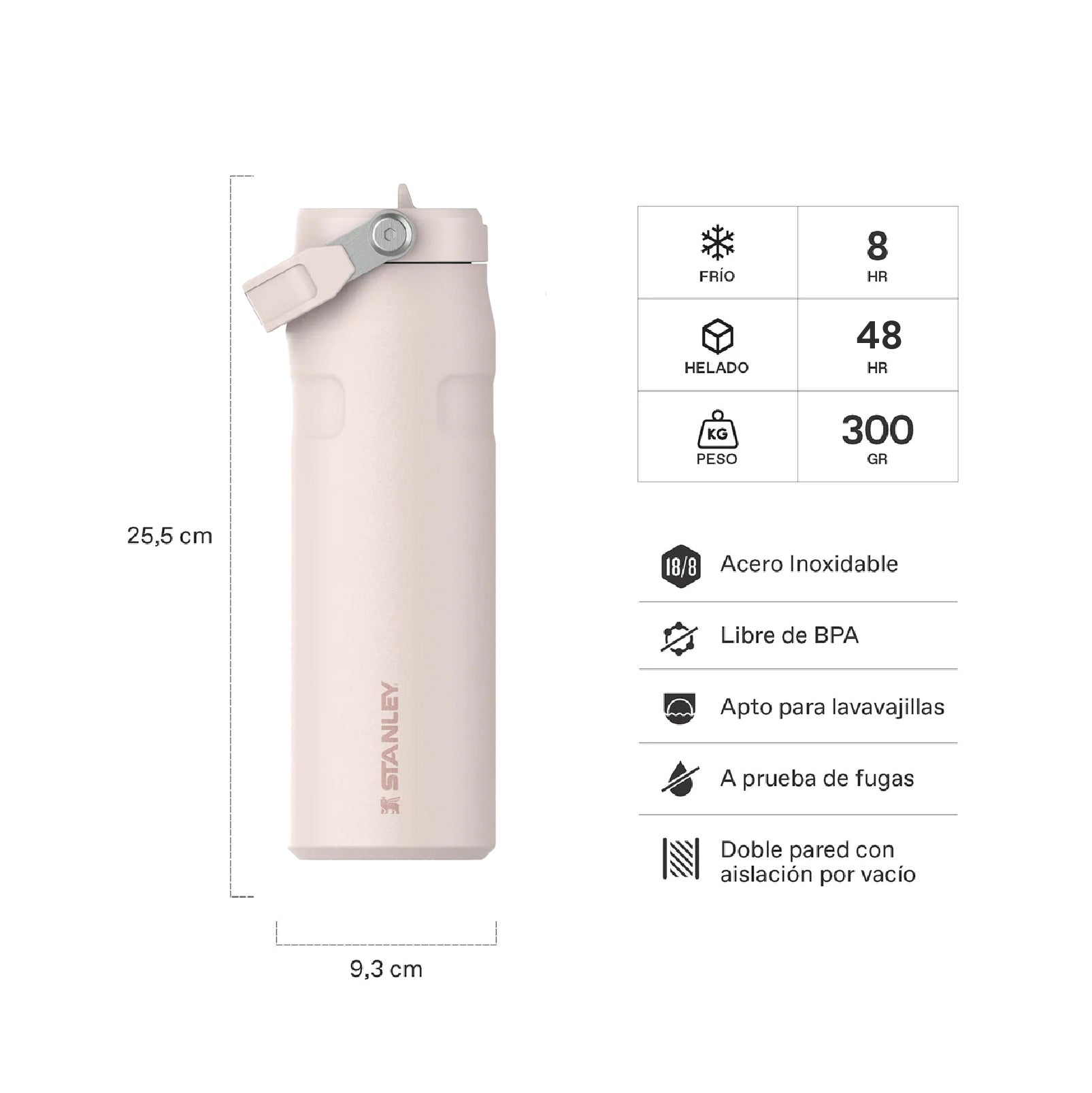 Botella Térmica Stanley Flip Straw Aerolight Rosa Palo | 710 ml