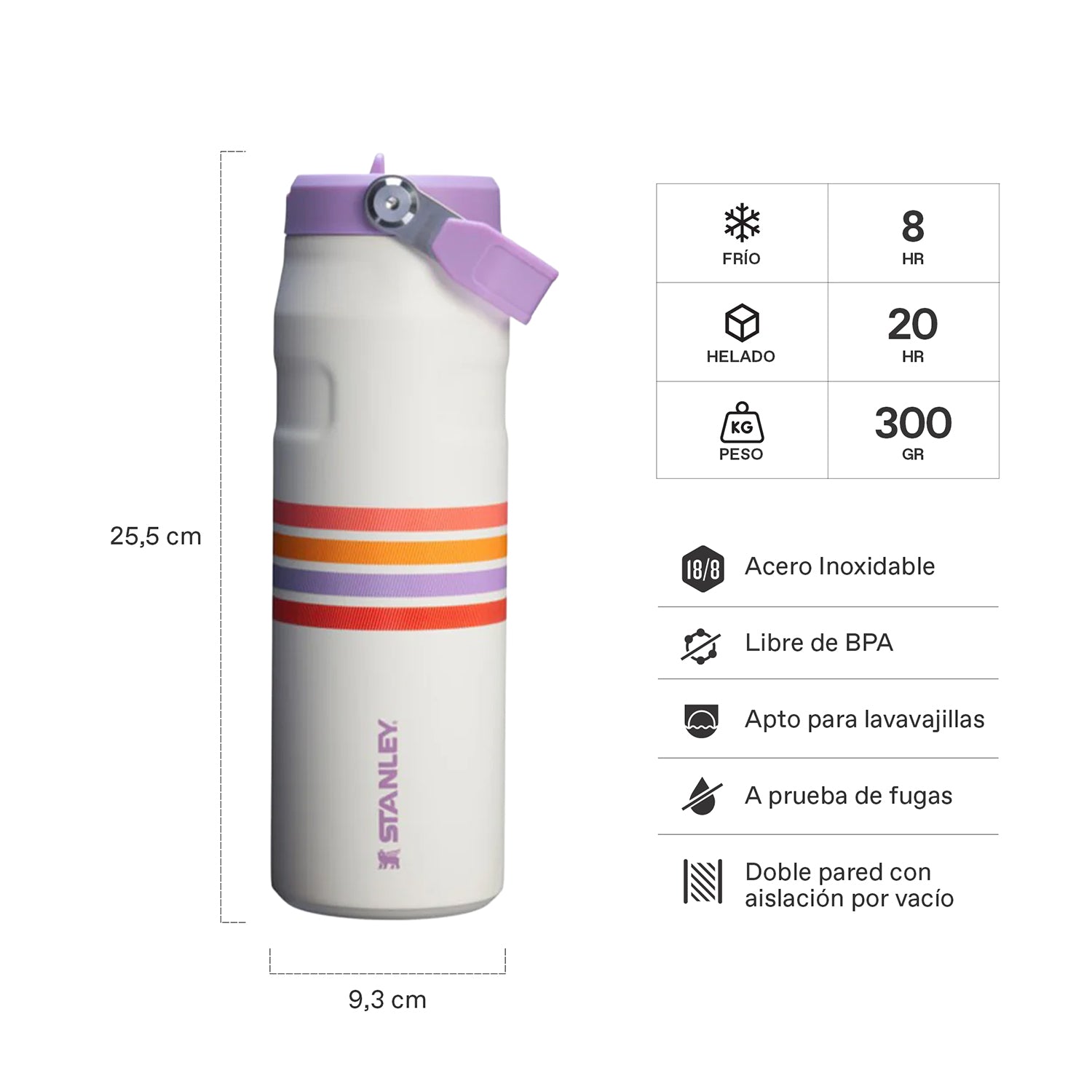 Botella Térmica Stanley Flip Straw Aerolight  Cream Lilac Stripe| 710 ml