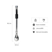 Bombilla para Mate de Cuchara Negra