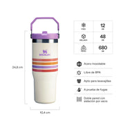 Botella Térmica Stanley Flip Straw Cream Lilac Stripe | 887 ml
