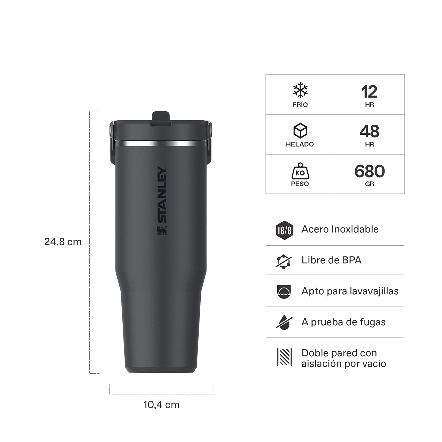 Botella Térmica Stanley Flip Straw 2.0 Black | 887 ml