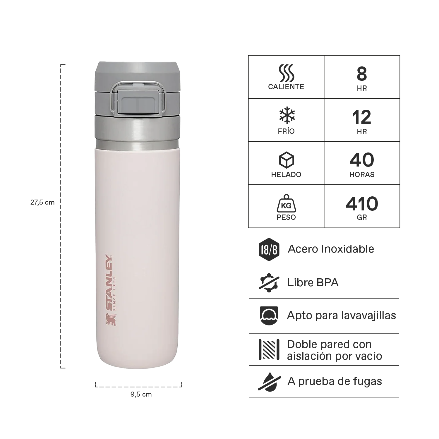 Botella Termica Quick Flip Stanley Rosa Palo | 709 Ml