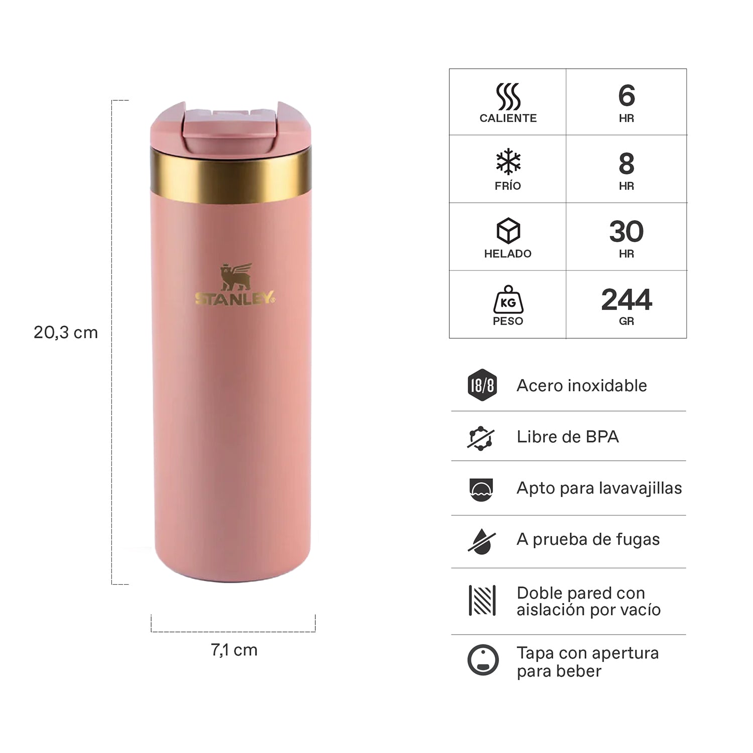 Botella Térmica Stanley Aerolight Antique Pink | 473 ml