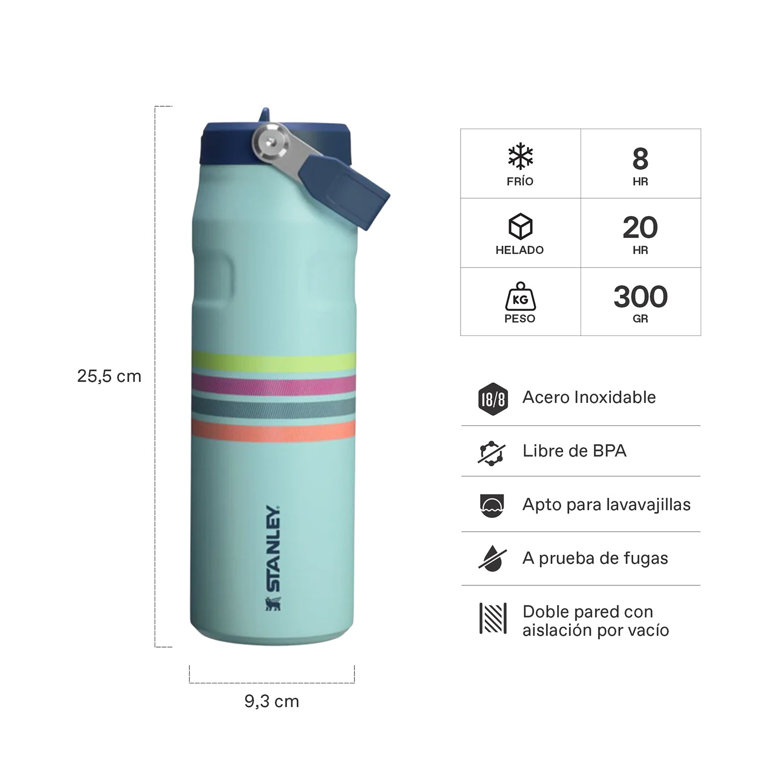 Botella Térmica Stanley Flip Straw Aerolight Seafoam Stripe | 710 ml