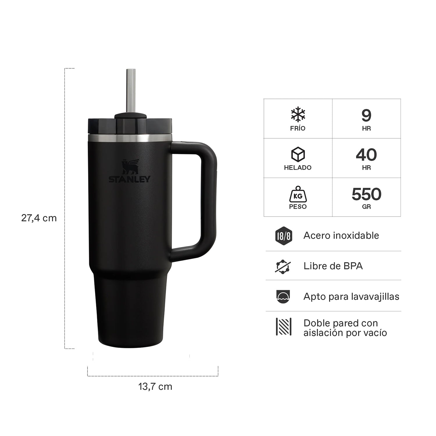 Quencher H2.0 Adventure Negro| 887 ml