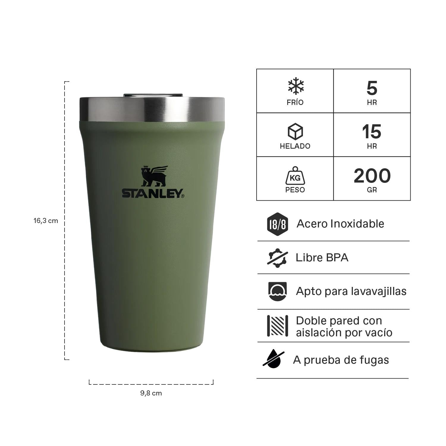 Vaso de Cerveza Tumb Verde Pino | 473 ml