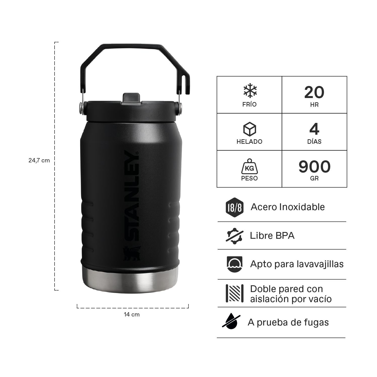 Botellón Hidratación Negro | 1.9 lt
