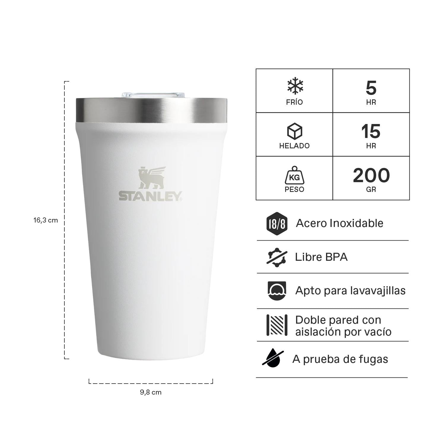 Vaso de Cerveza Tumb Blanco | 473 ml