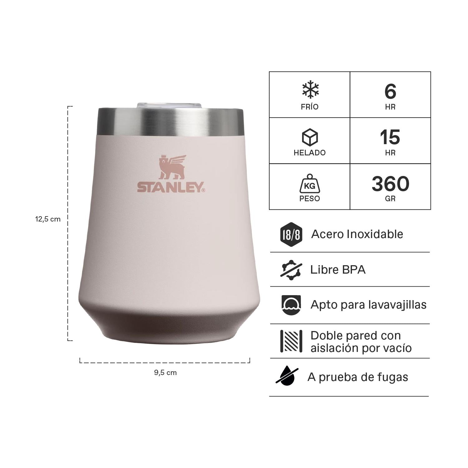 Vaso Térmico Reserve Para Vino Rose Quartz | 325 ml