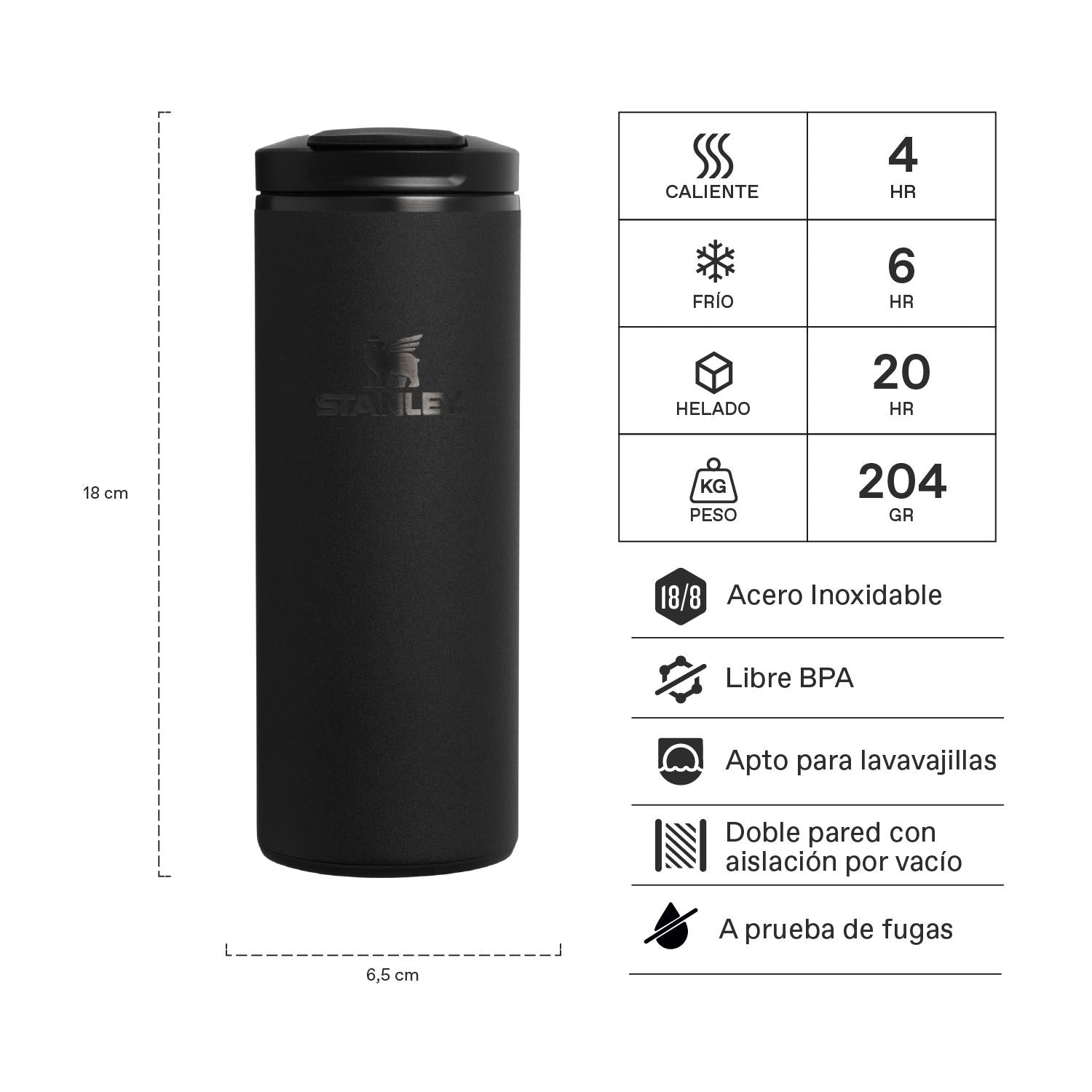 Botella Térmica FlipTop Mug Black 2.0 | 354 ml