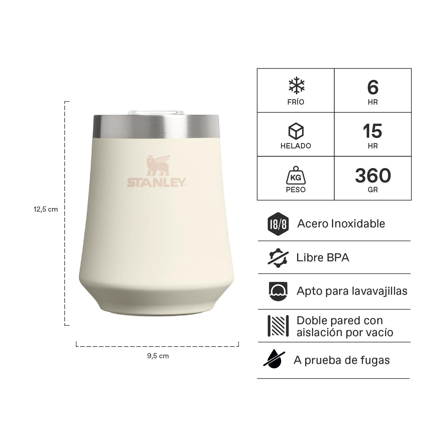 Vaso Térmico Reserve Para Vino Cream | 325 ml