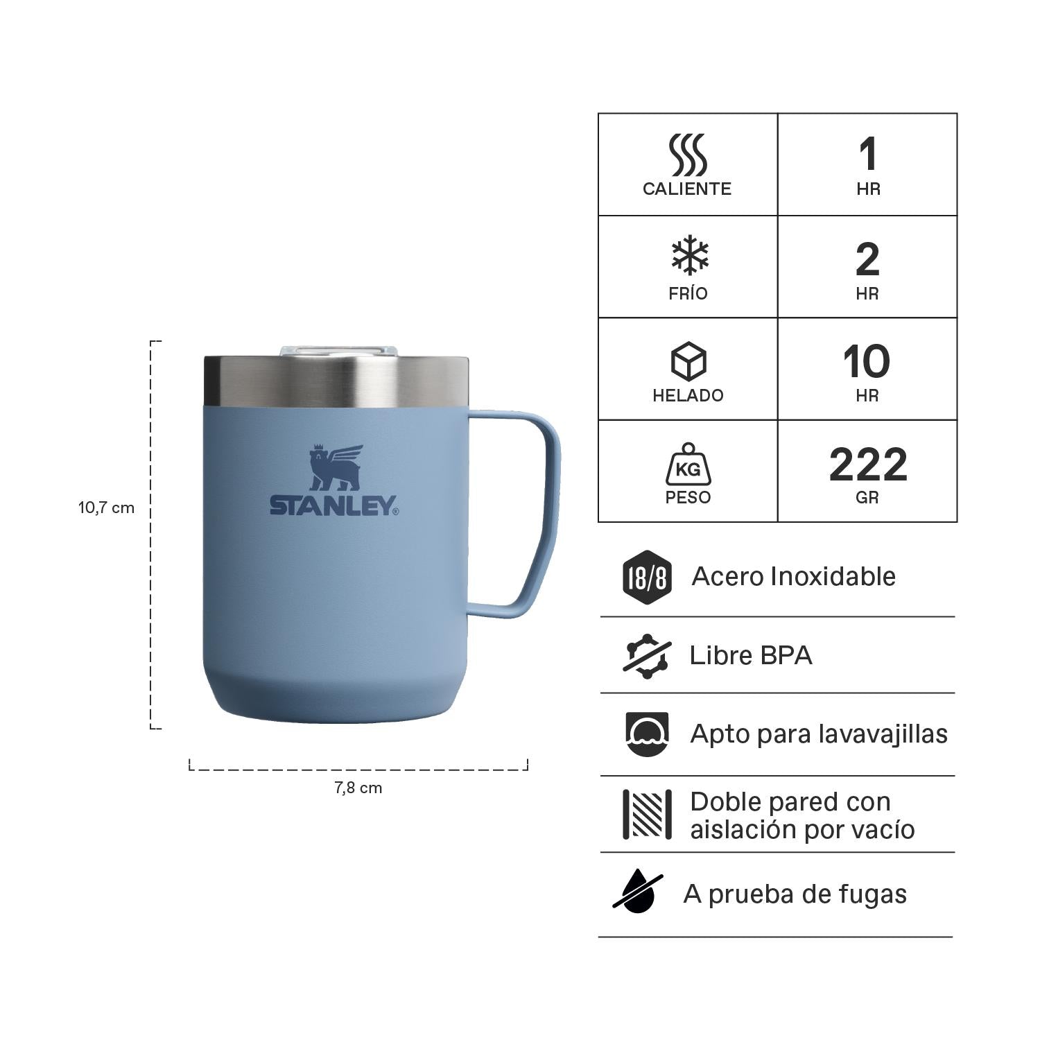 Taza de Camping Celeste | 236 ml