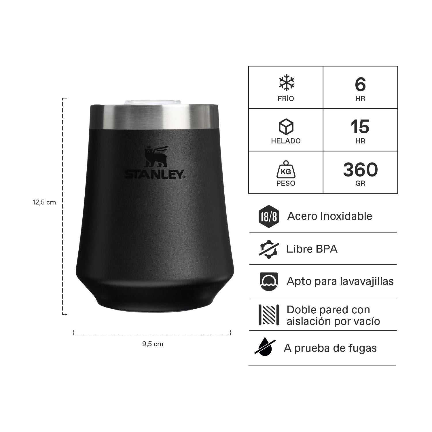 Vaso Térmico Reserve Para Vino Negro | 325 ml