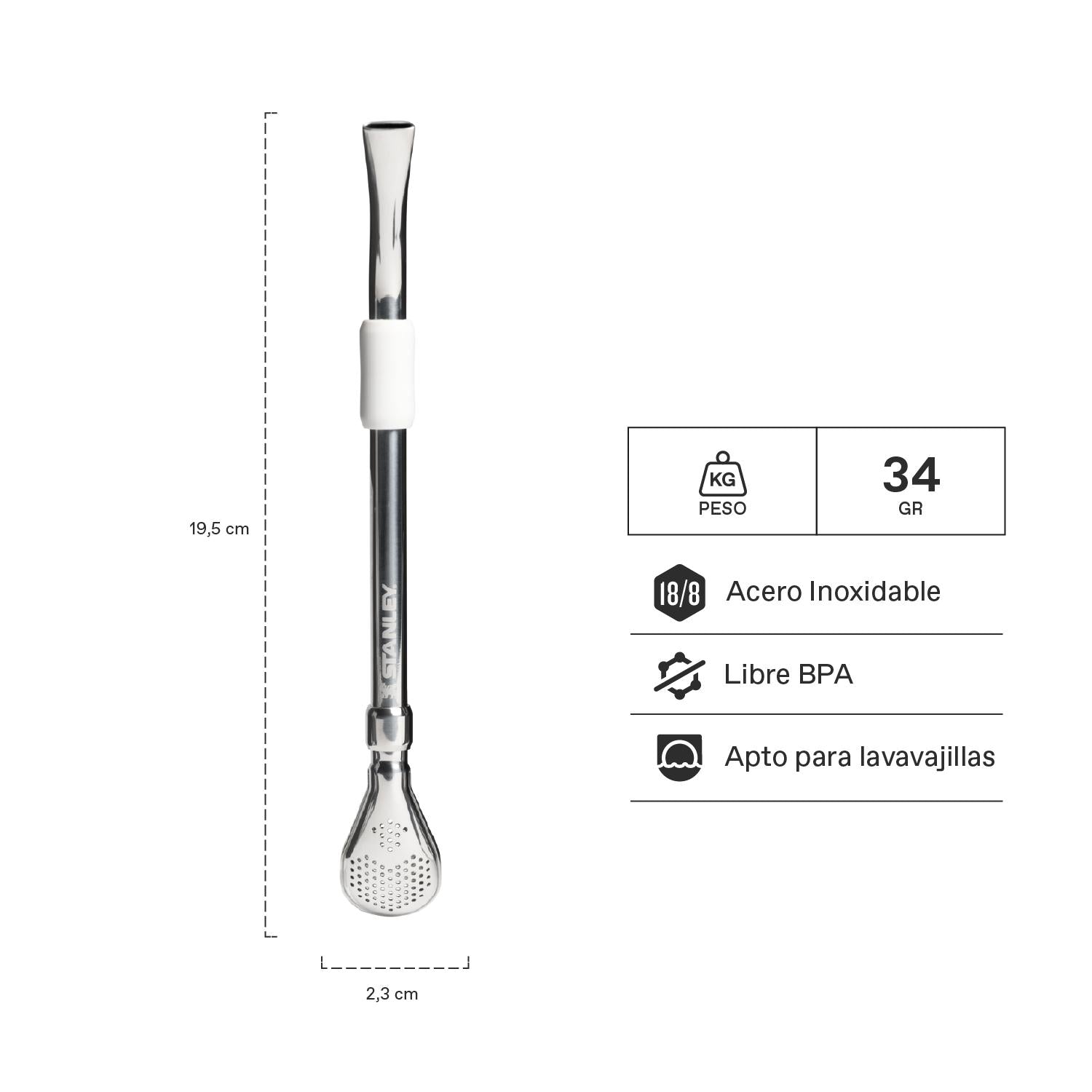 Bombilla para Mate de Cuchara Blanca 2.0 Stanley